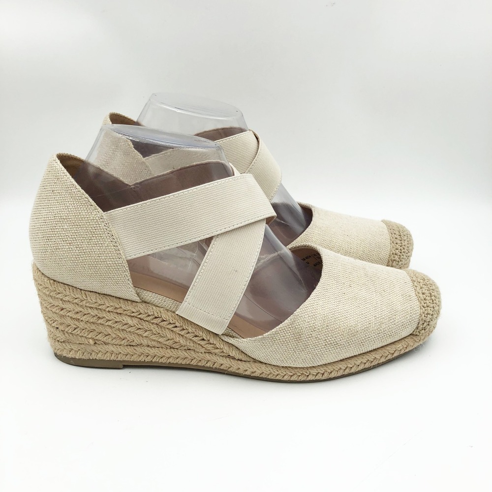 Dream Pairs Shoes Womens 10 Closed Toe Criss Cross Espadrille Wedge Sandals Tan - Picture 3 of 10
